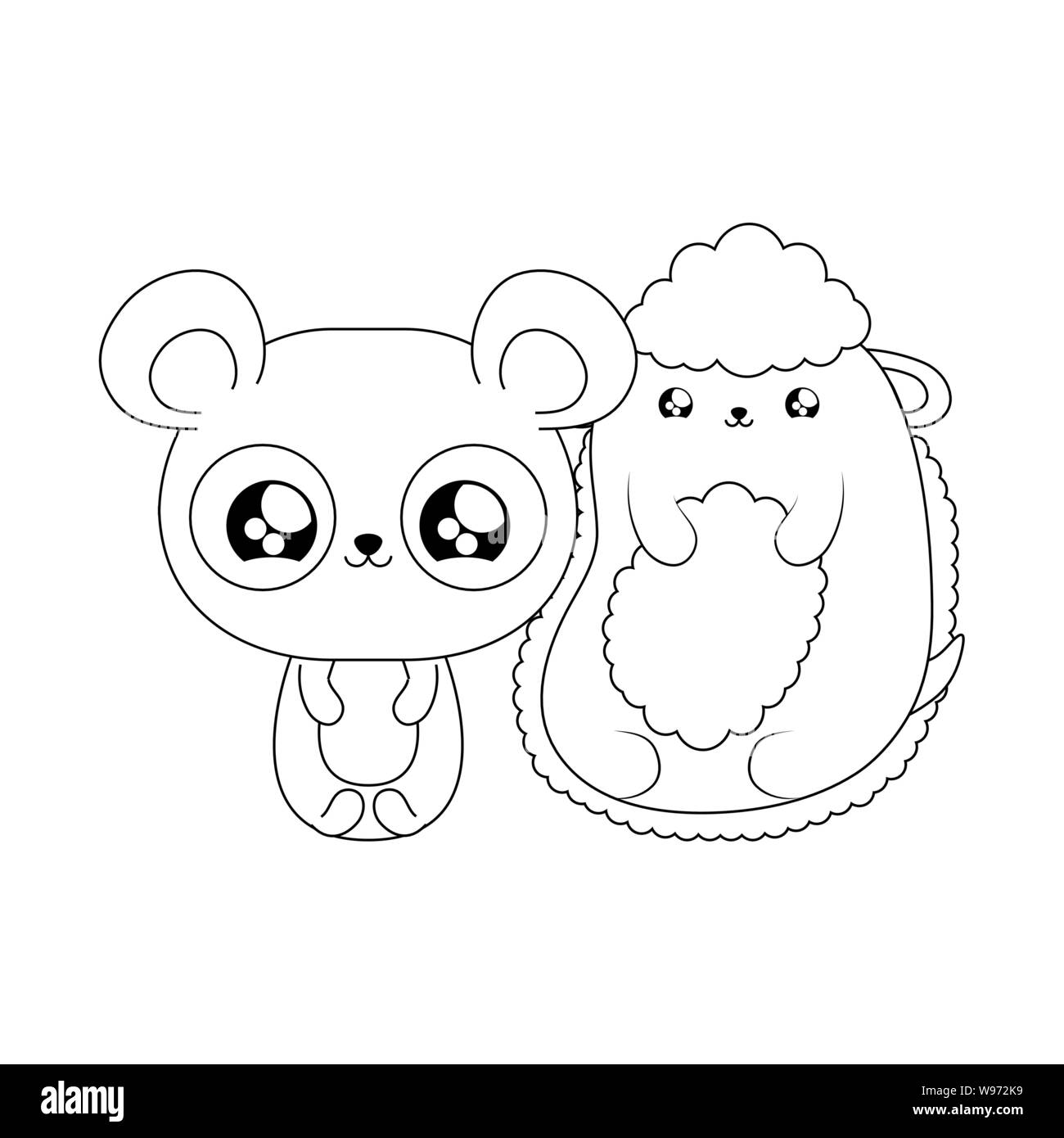 cute sheep with panda bear baby animals kawaii style vector ...