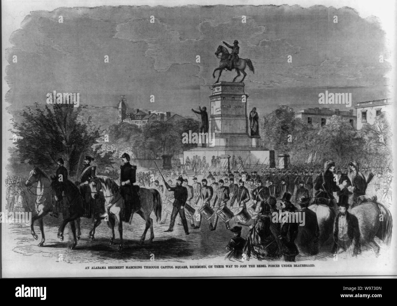 An Alabama regiment marching Capitol Square, Richmond, on their way to join the rebel forces under Beauregard Stock Photo