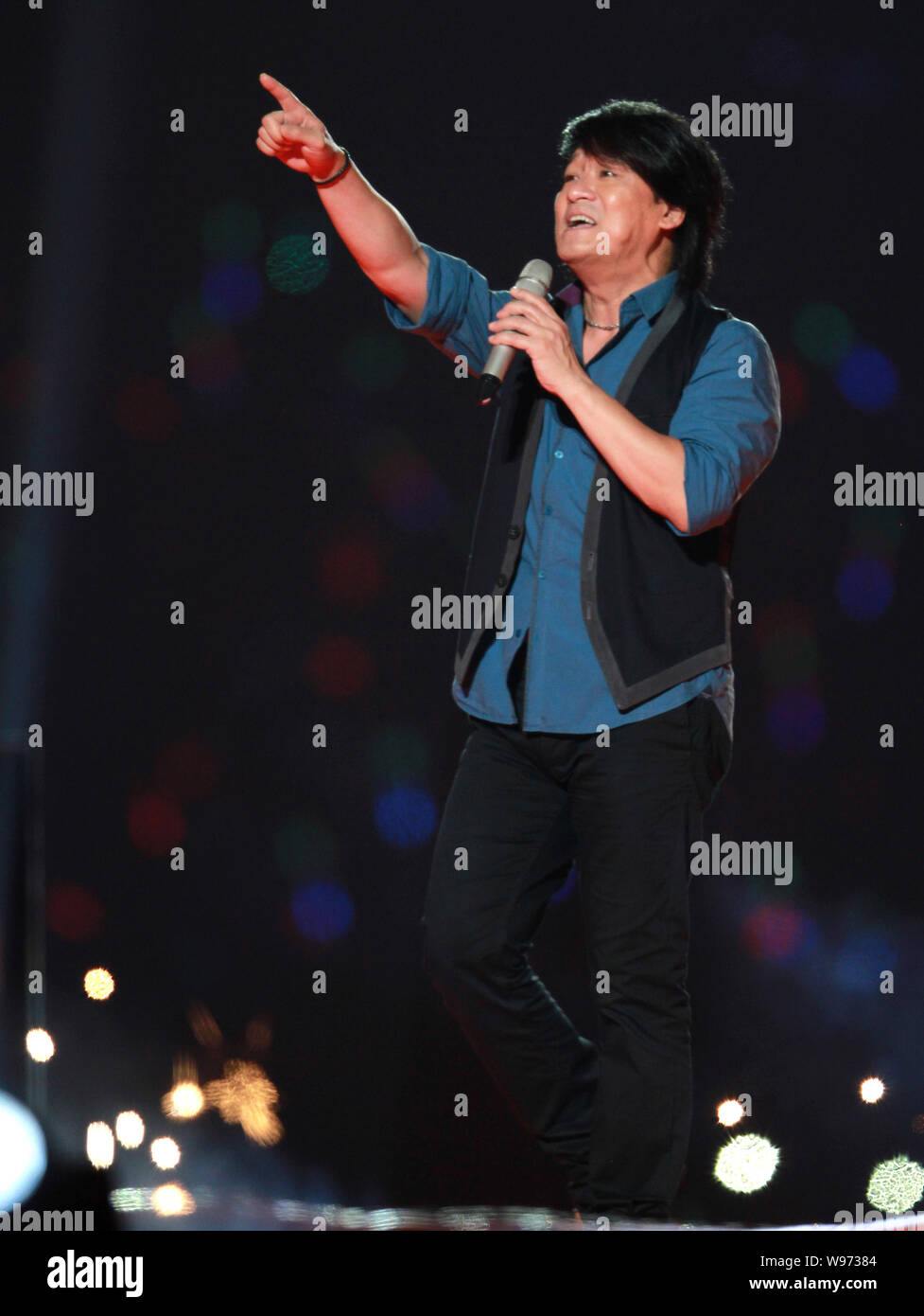 Taiwanese singer Emil Wakin Chau performs at the opening gala of the 2012 Nanning International Folk Song Arts Festival in Nanning city, south Chinas Stock Photo