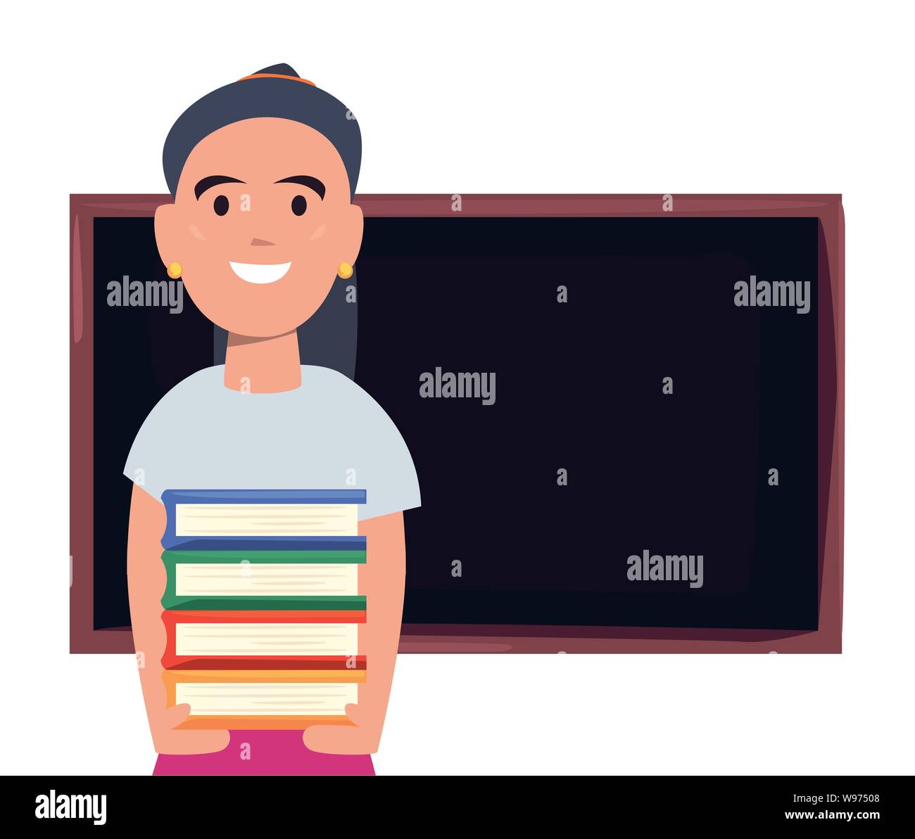 boy with books and chalkboard back to school vector illustration Stock ...
