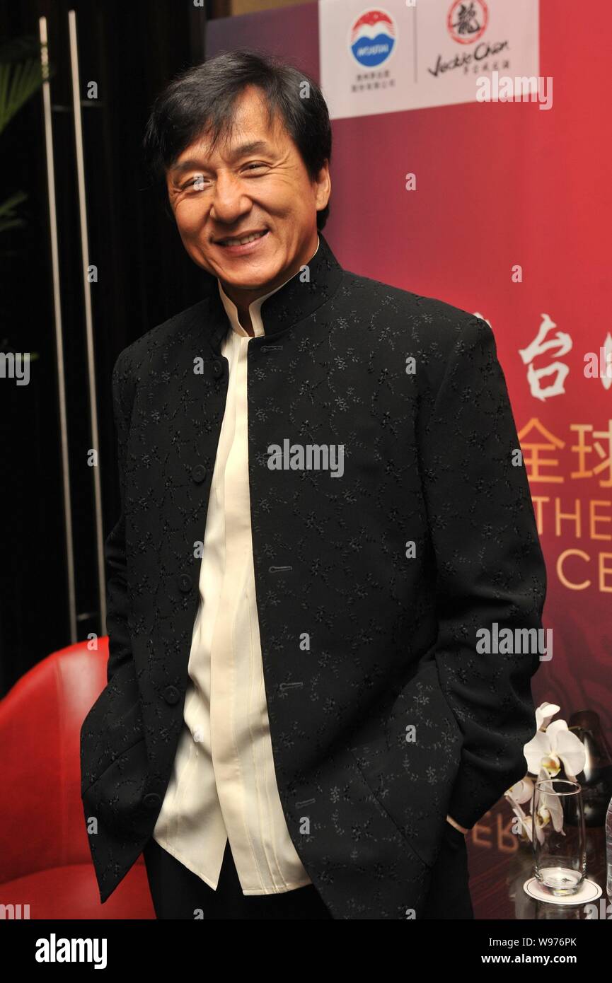 Mickychu Hong Kong actor Jackie Chan poses during a premiere ceremony for the ...