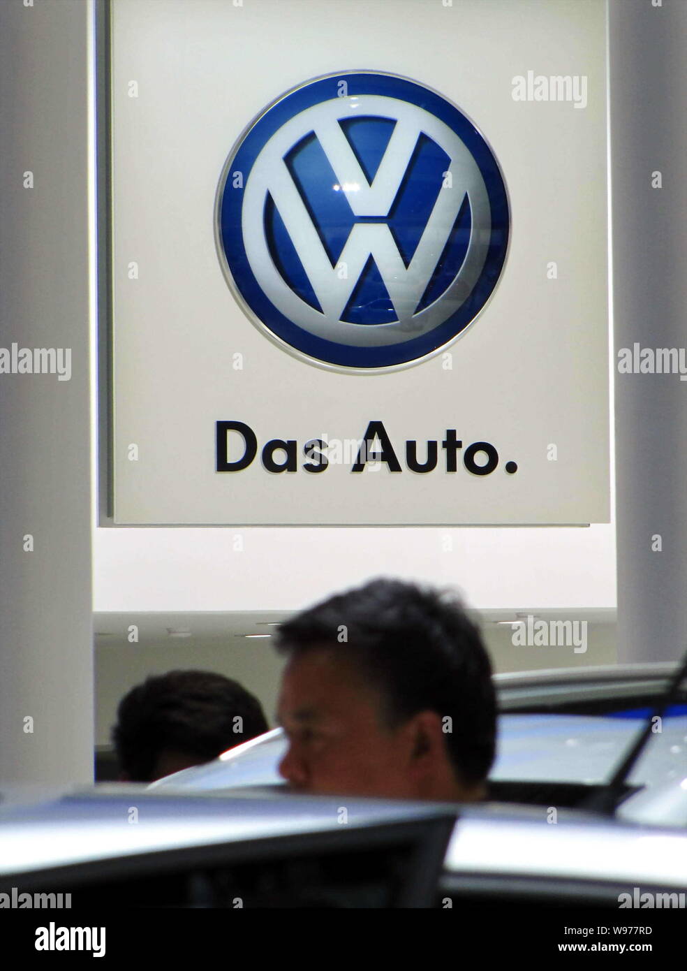 --File--View of the logo of VW during an auto show in Shanghai, China, 27 April 2011.    Volkswagen AG said it is investigating whether its Chinese ma Stock Photo