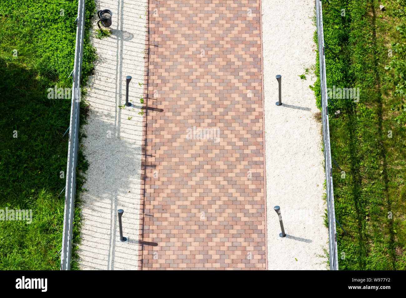 Paved footpath top view from observation tower at Kekesteto, Matra Mountains, Hungary Stock Photo