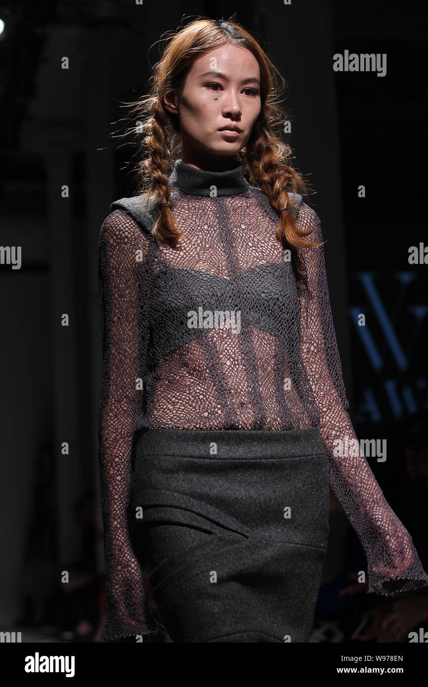 A model displays a new creation in the Vera Wang fashion show during ...