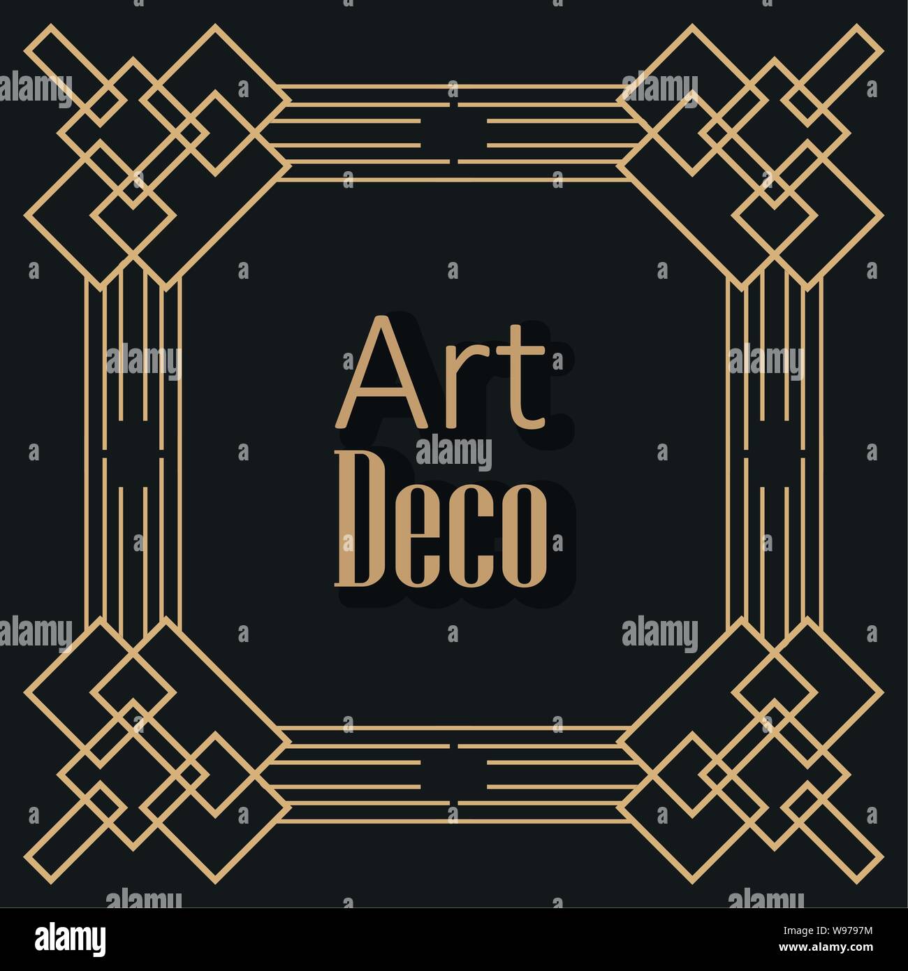 black background art deco frames linear style vector illustration Stock ...