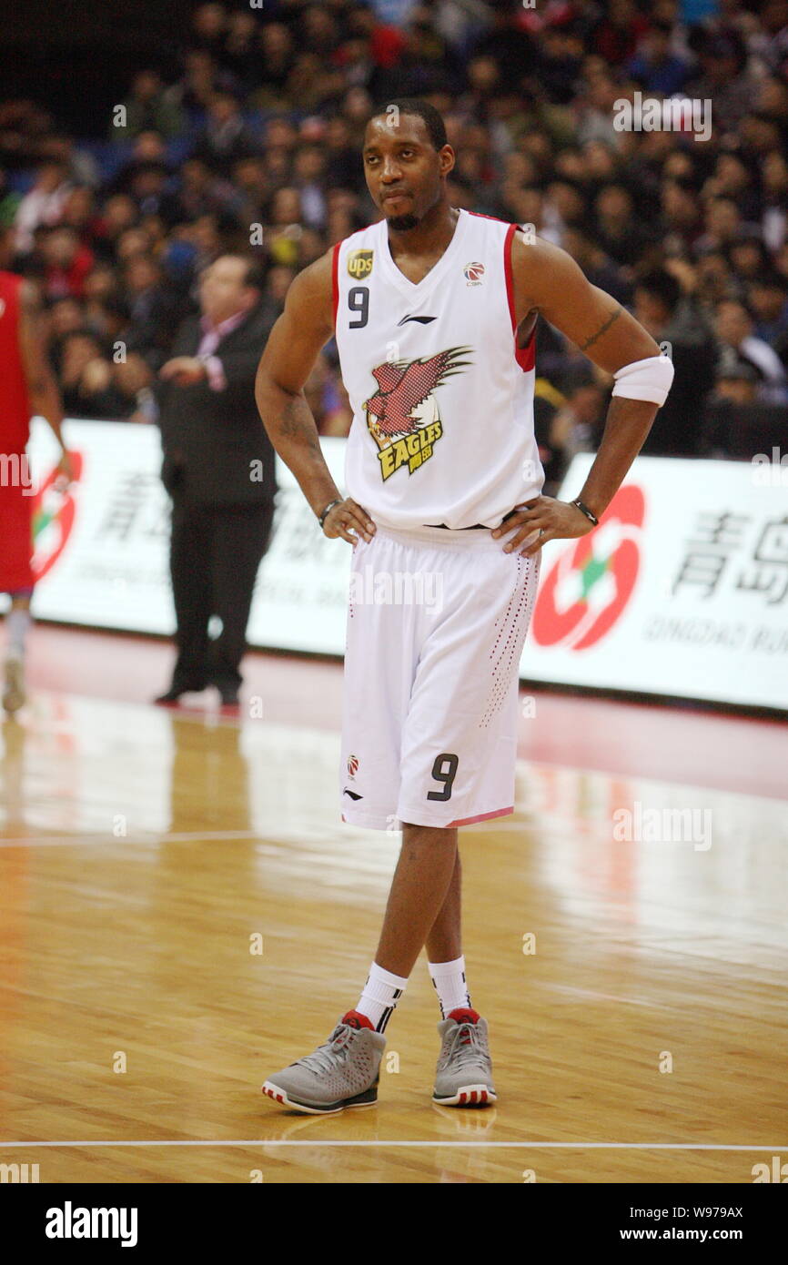 Tracy McGrady of the Qingdao Eagles poses during a friendly basketball  match against the American All-Stars in Qingdao city, east Chinas Shandong  prov Stock Photo - Alamy