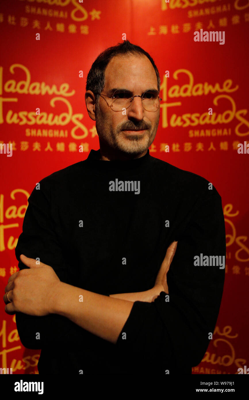 The wax figure of Steve Jobs is displayed at Madame Tussauds in