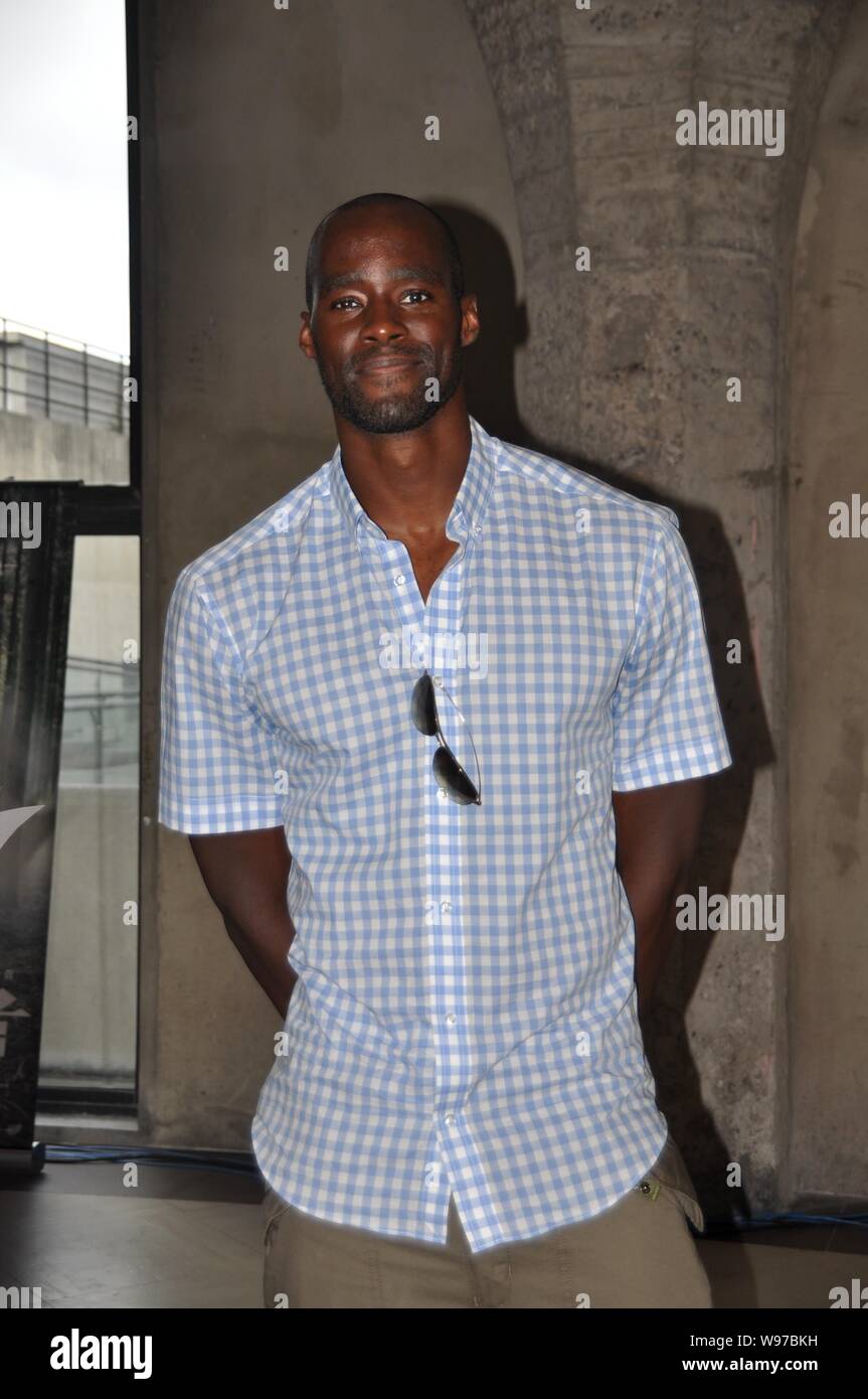 NBA star Emeka Okafor of the New Orleans Hornets is pictured after a press conference for the movie, The Silent War, in Shanghai, China, 31 July 2012. Stock Photo