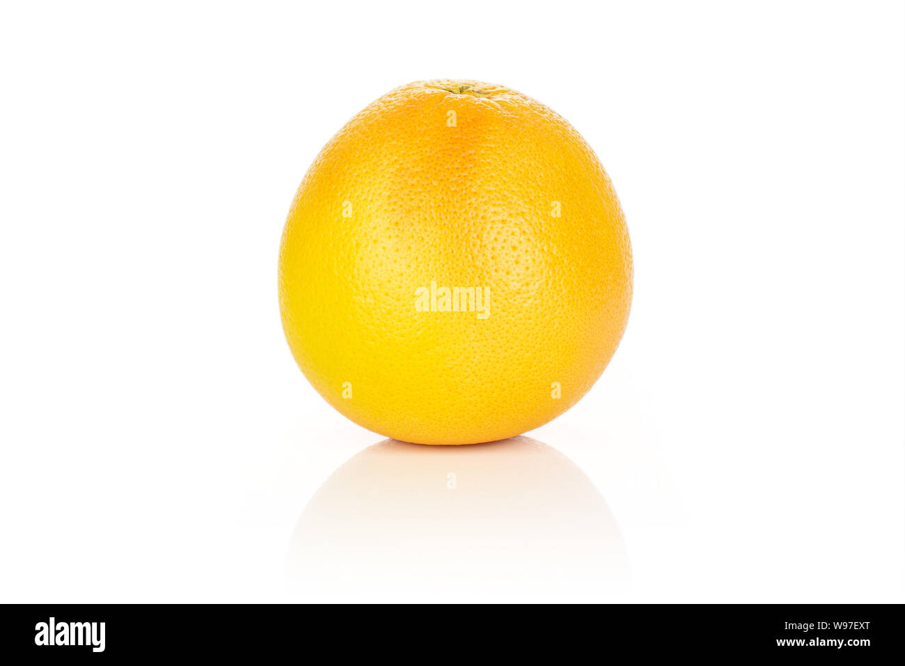 One whole fresh pink grapefruit isolated on white background Stock Photo