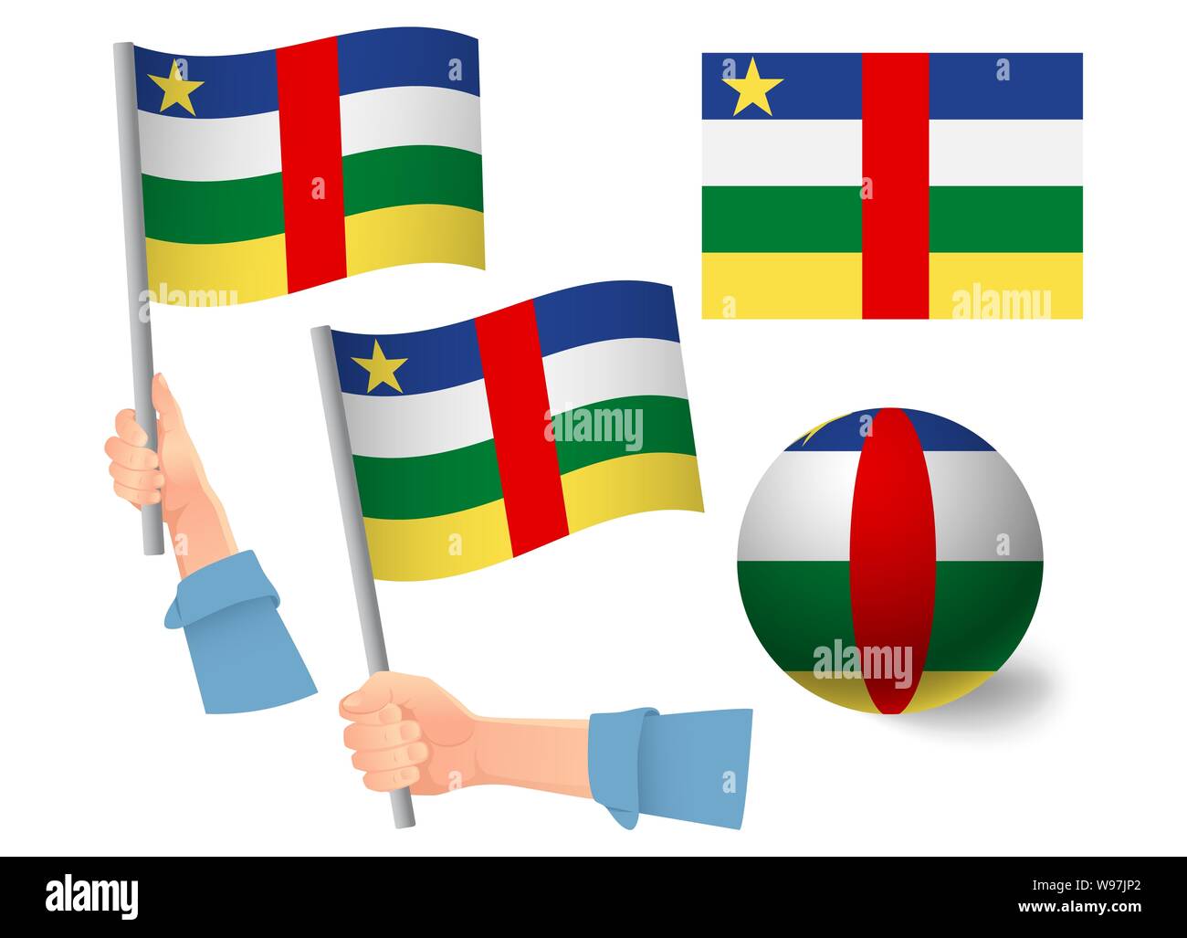 Central African Republic flag in hand set. Ball flag. National flag of ...
