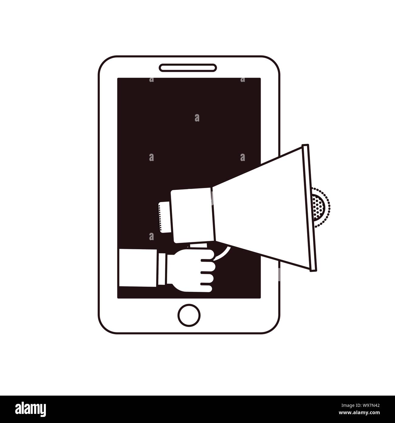 hand with megaphone and smartphone Stock Vector Image & Art Alamy