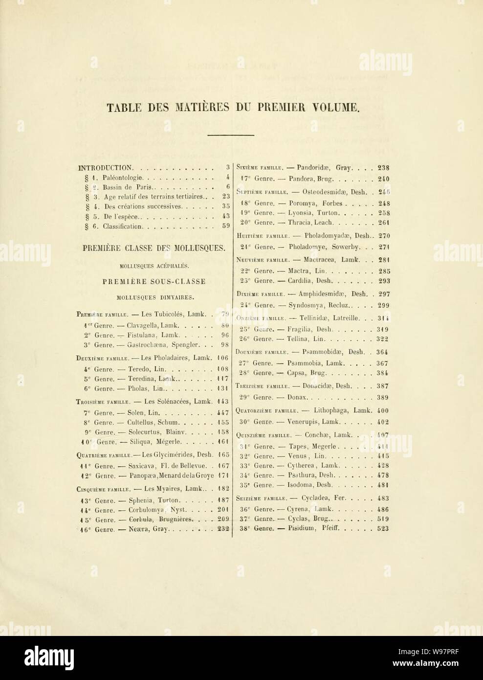 Description des animaux sans vertèbres découverts dans le bassin de Paris pour servir de supplément à la Description des coquilles fossiles des environs de Paris comprenant une revue générale de Stock Photo