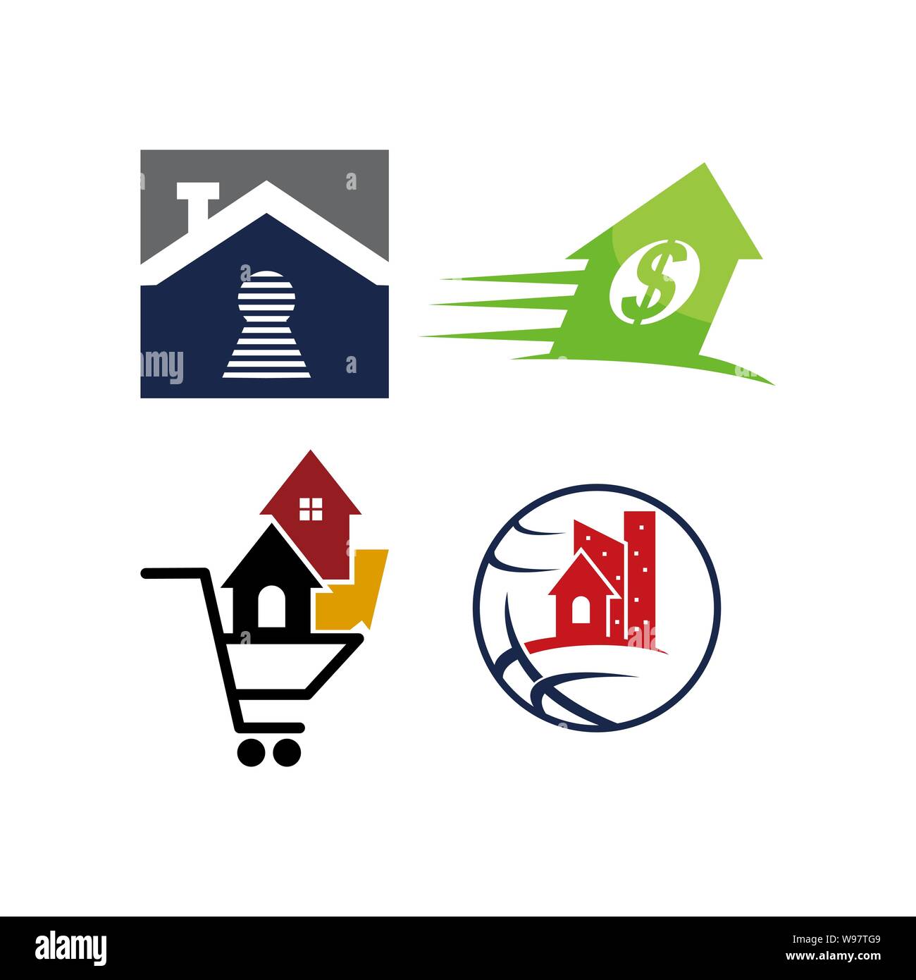 Real Estate Home Property Design Template Vector Set Stock Vector Image ...