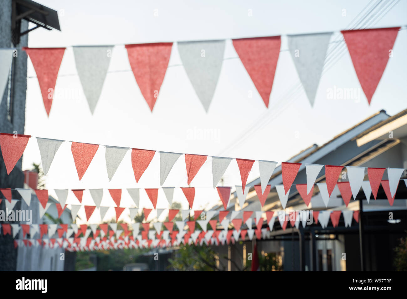 Red And White Flag Chain Indonesia Independence Day Decoration