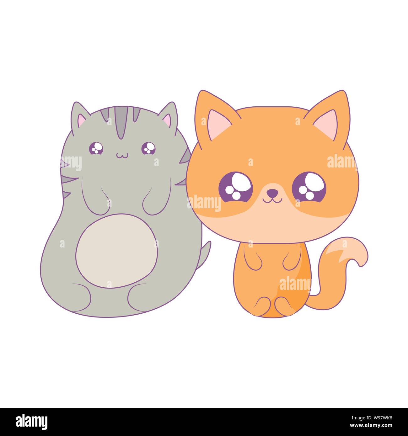 cute cat with fox baby animals kawaii style vector illustration design ...