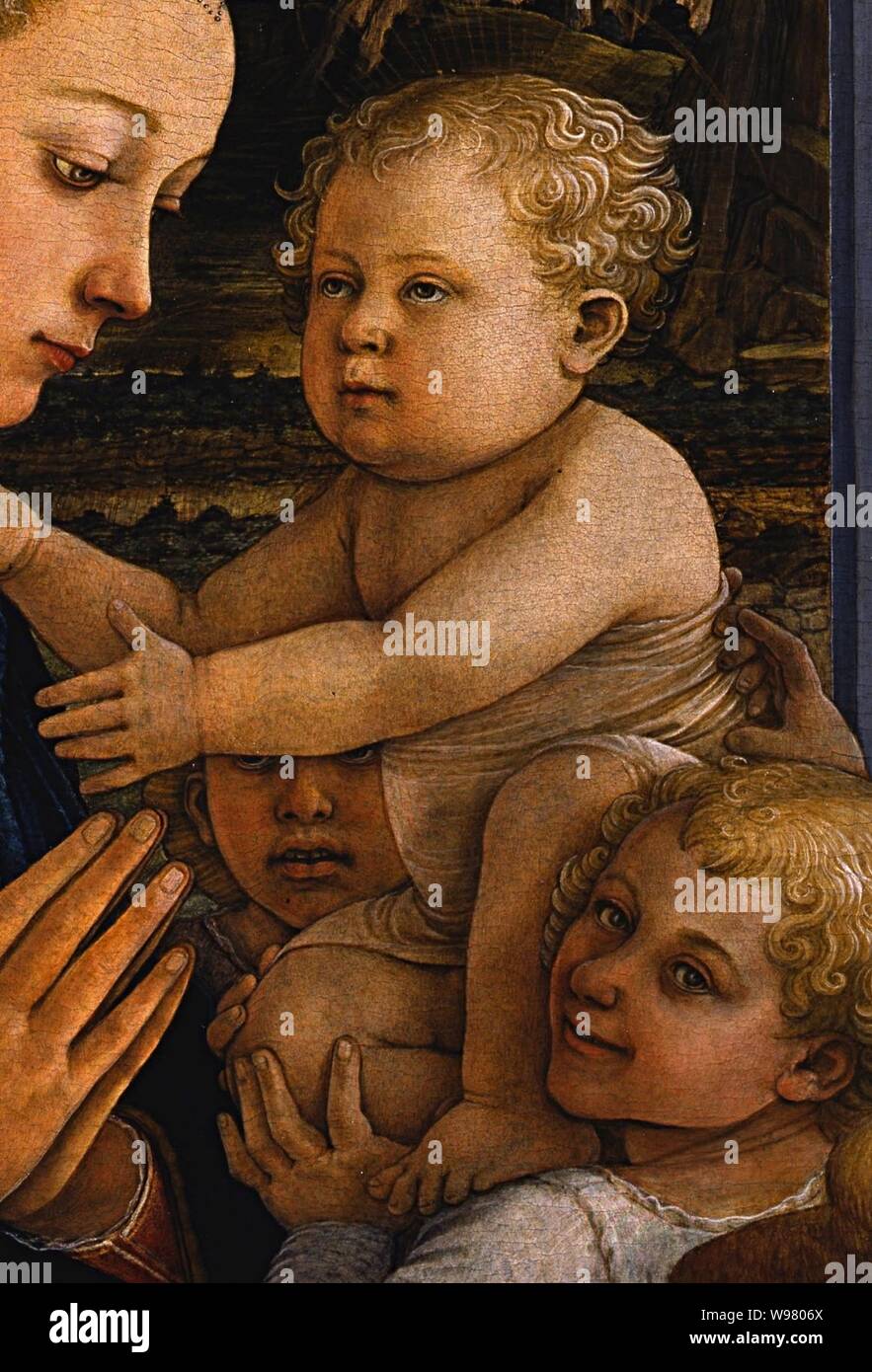 Detail from Filippo Lippi - Madonna col Bambino e due angeli Stock Photo -  Alamy