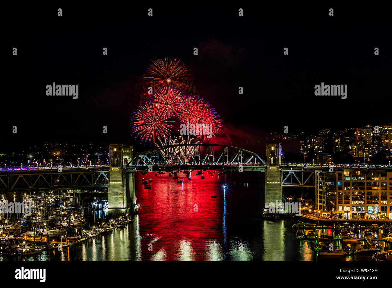 VANCOUVER, CANADA - AUGUST 3, 2019: Honda Celebration of Light Croatia team perform fireworks in Vancouver. Stock Photo