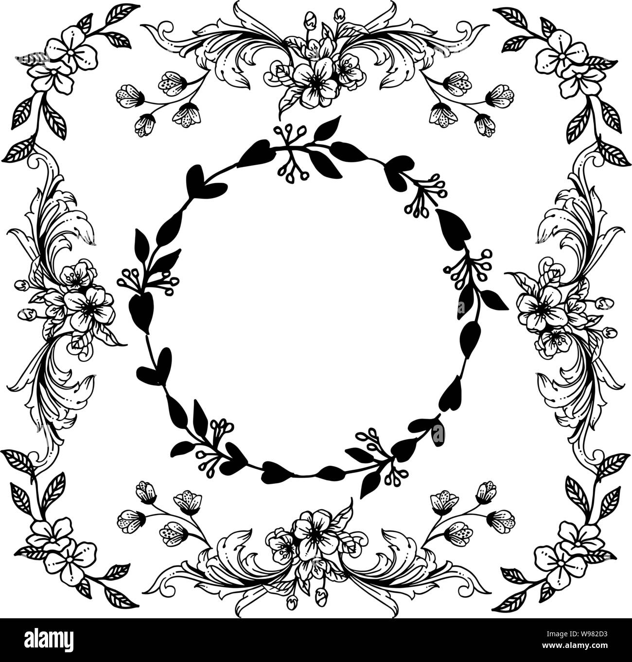 Various shape of card, feature floral frame, wallpaper unique. Vector