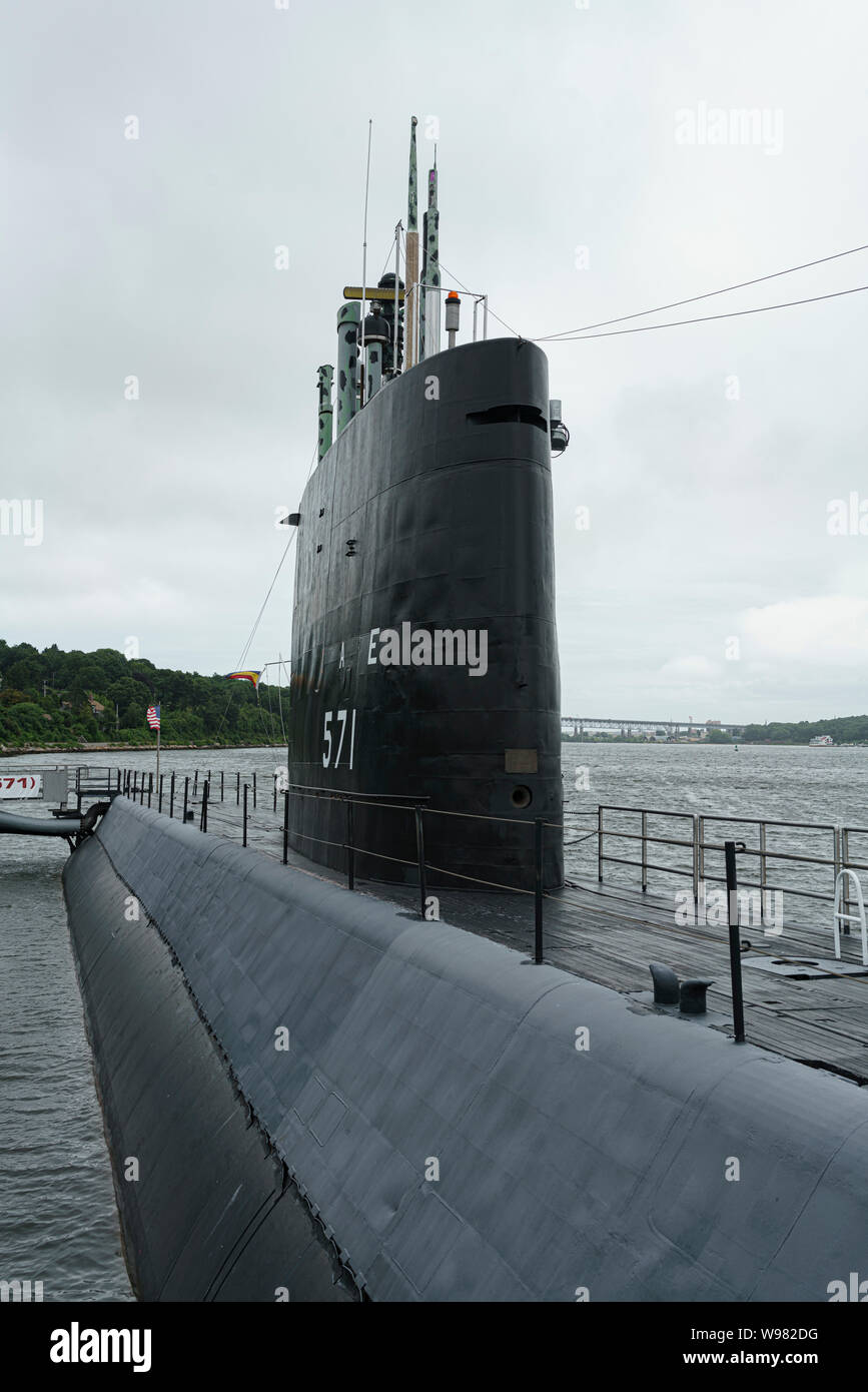 Submarine Force Museum, Groton, Connecticut, USA operated by US Navy First Nuclear sub USS Nautilus built at Electric Boat Shipyard 1952-1954 See info Stock Photo