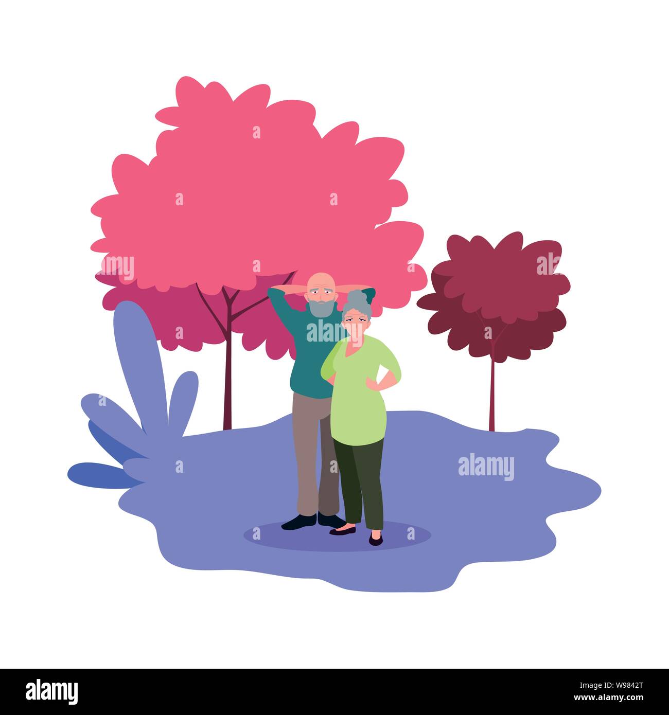 happy grandparents day - old couple outdoors vector illustration Stock ...