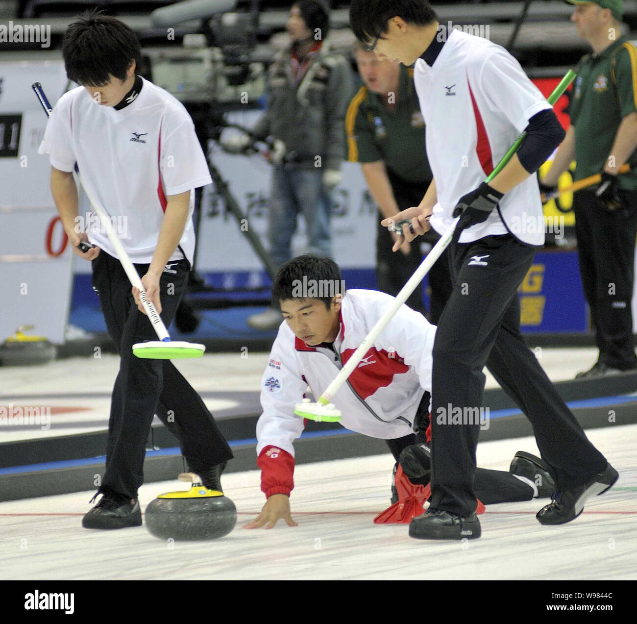 Players of Japan compete in a mens double roundrobin match against
