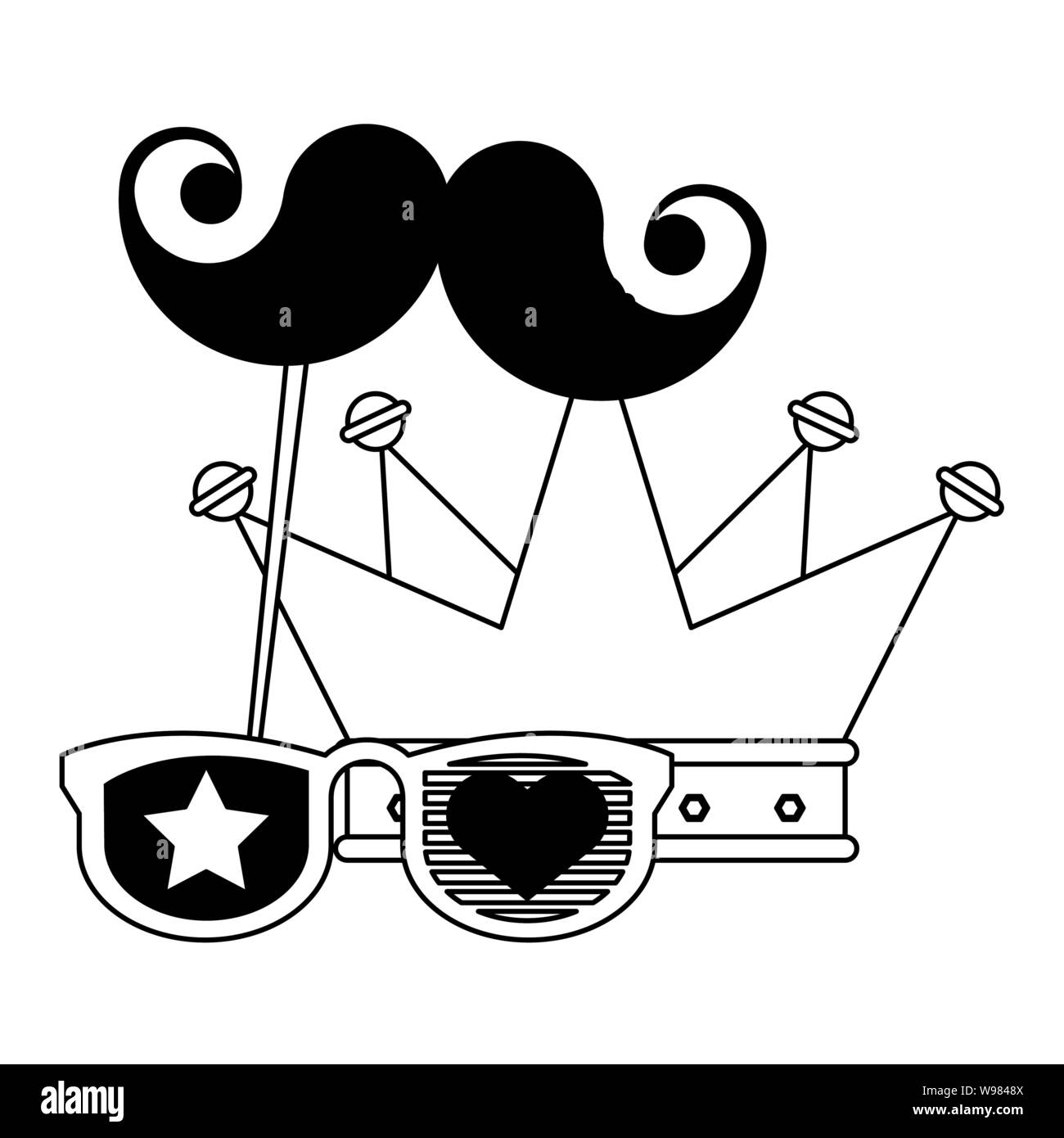 party festive celebration carnival cartoon in black and white Stock ...