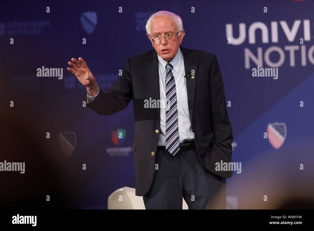 Senator Bernie Sanders, an independent from Vermont and 2020 presidential candidate, speaks during the League of United Latin American Citizens (LULAC Stock Photo