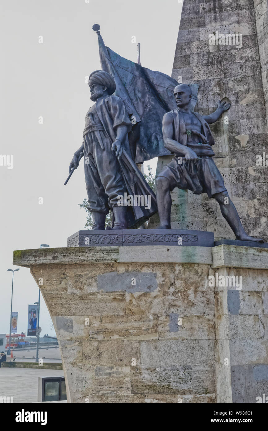 Istanbul Statue of the Barbarossa Hayreddin Pasha in Besiktas Stock Photo