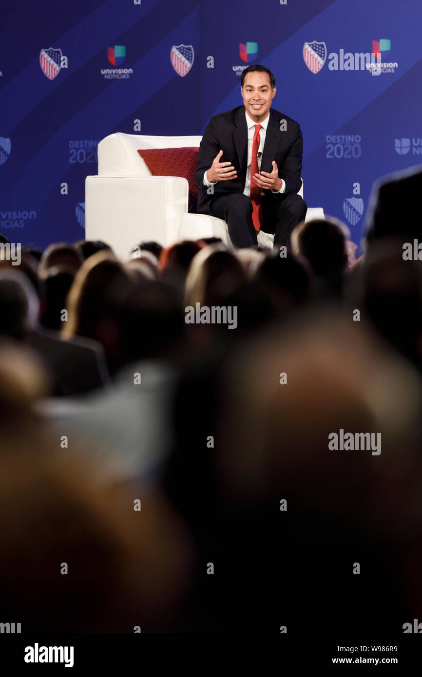 Julian Castro, former secretary of Housing and Urban Development (HUD) and 2020 Democratic presidential candidate, speaks at an event Stock Photo
