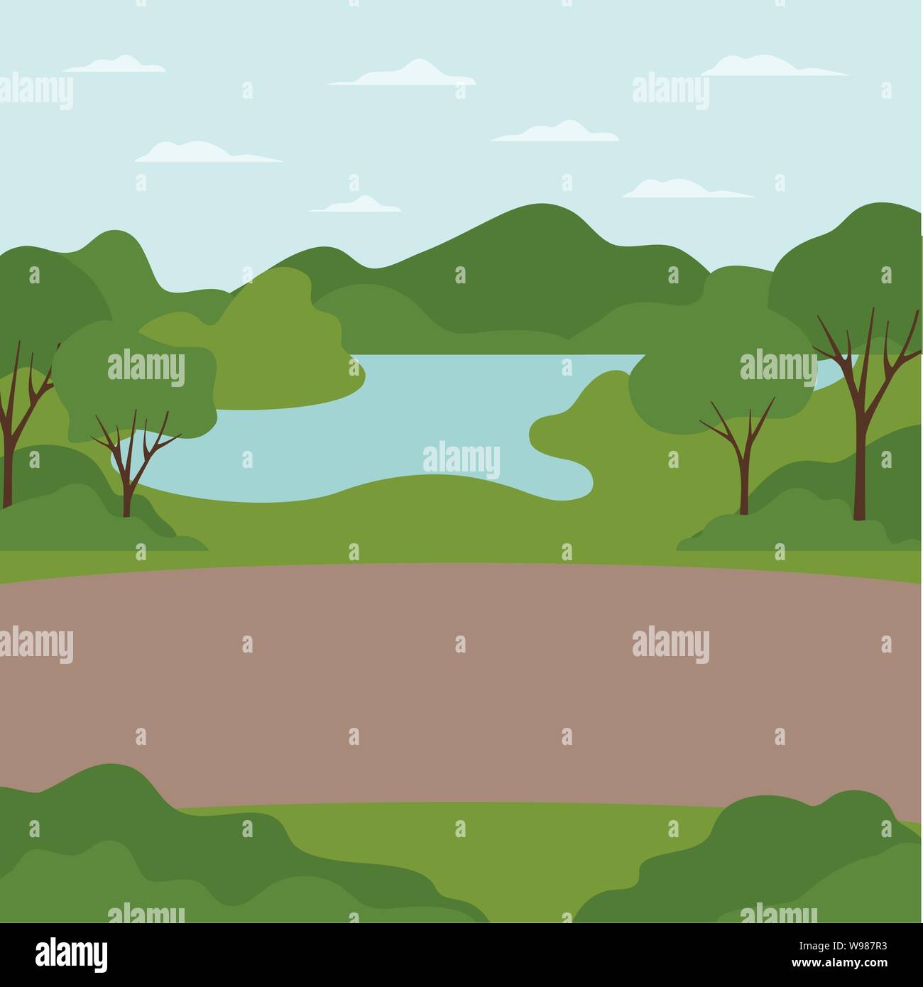landscape with trees and plants isolated icon Stock Vector Image & Art ...