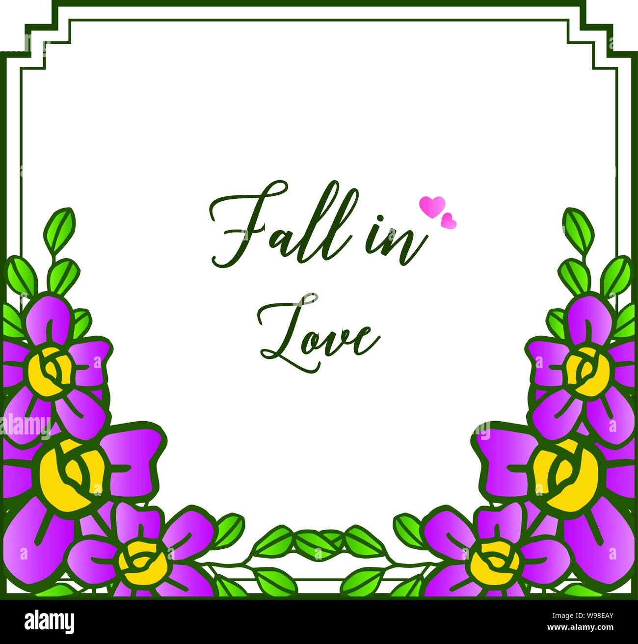 Letter for your design fall in love, with feature purple floral frame.  Vector illustration Stock Vector Image & Art - Alamy