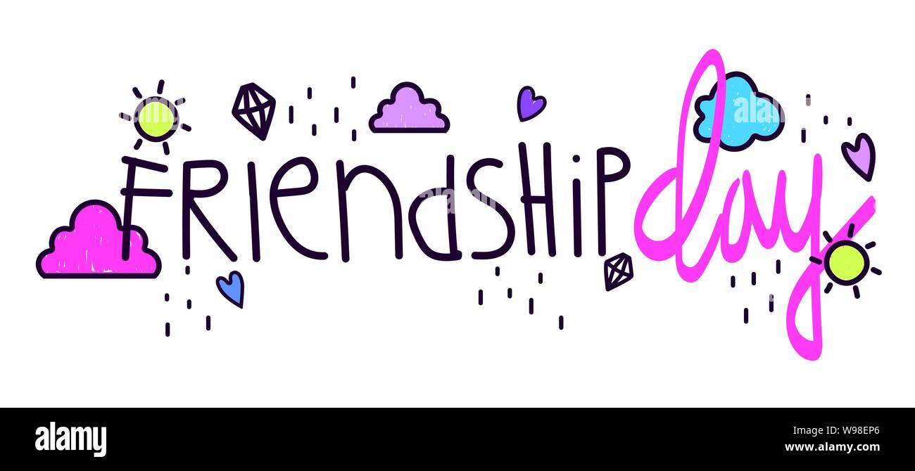 Handwritten Messages White Background Friendship Day Banner Vector