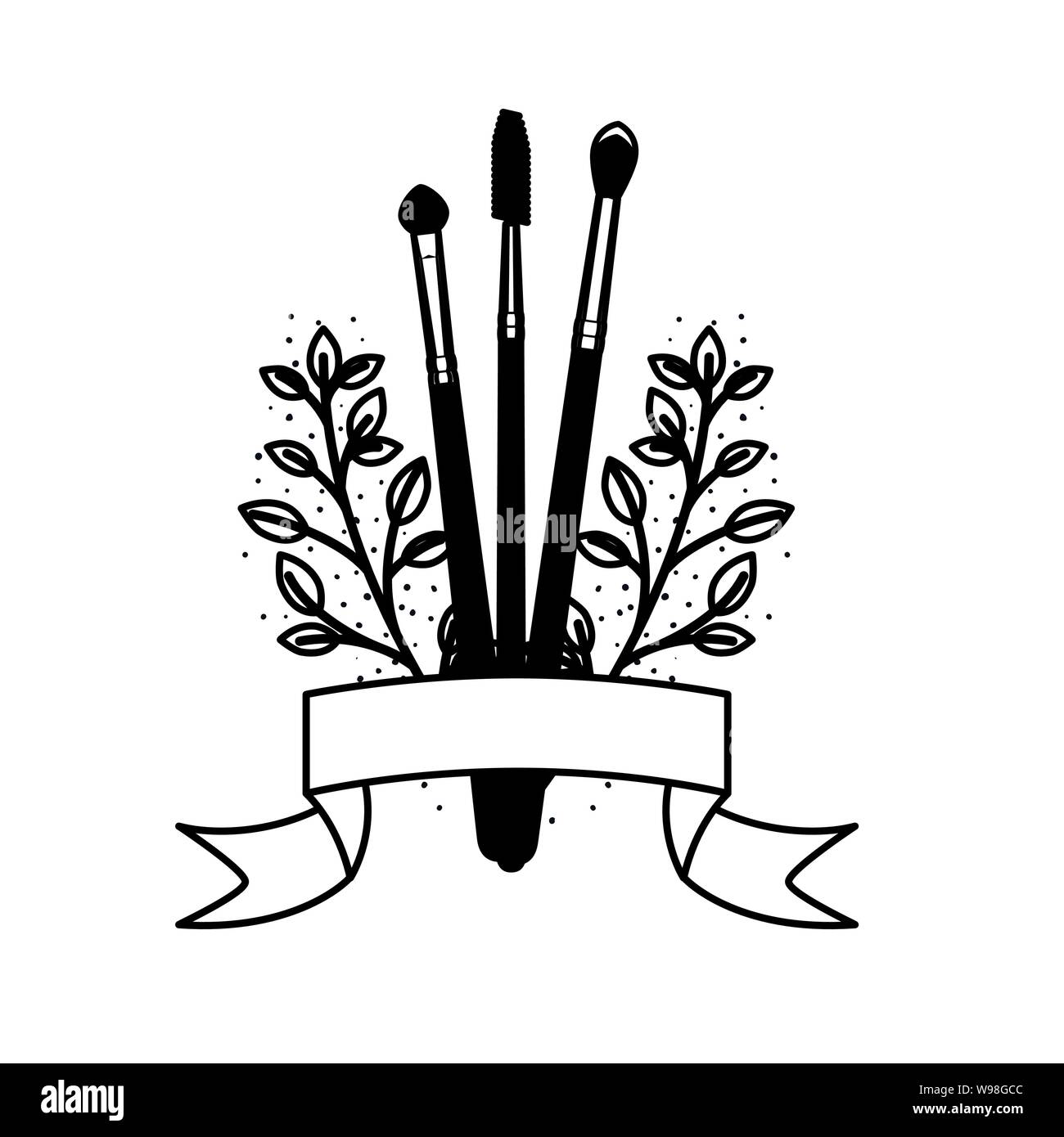 makeup brushes on white background Stock Vector Image Art Alamy