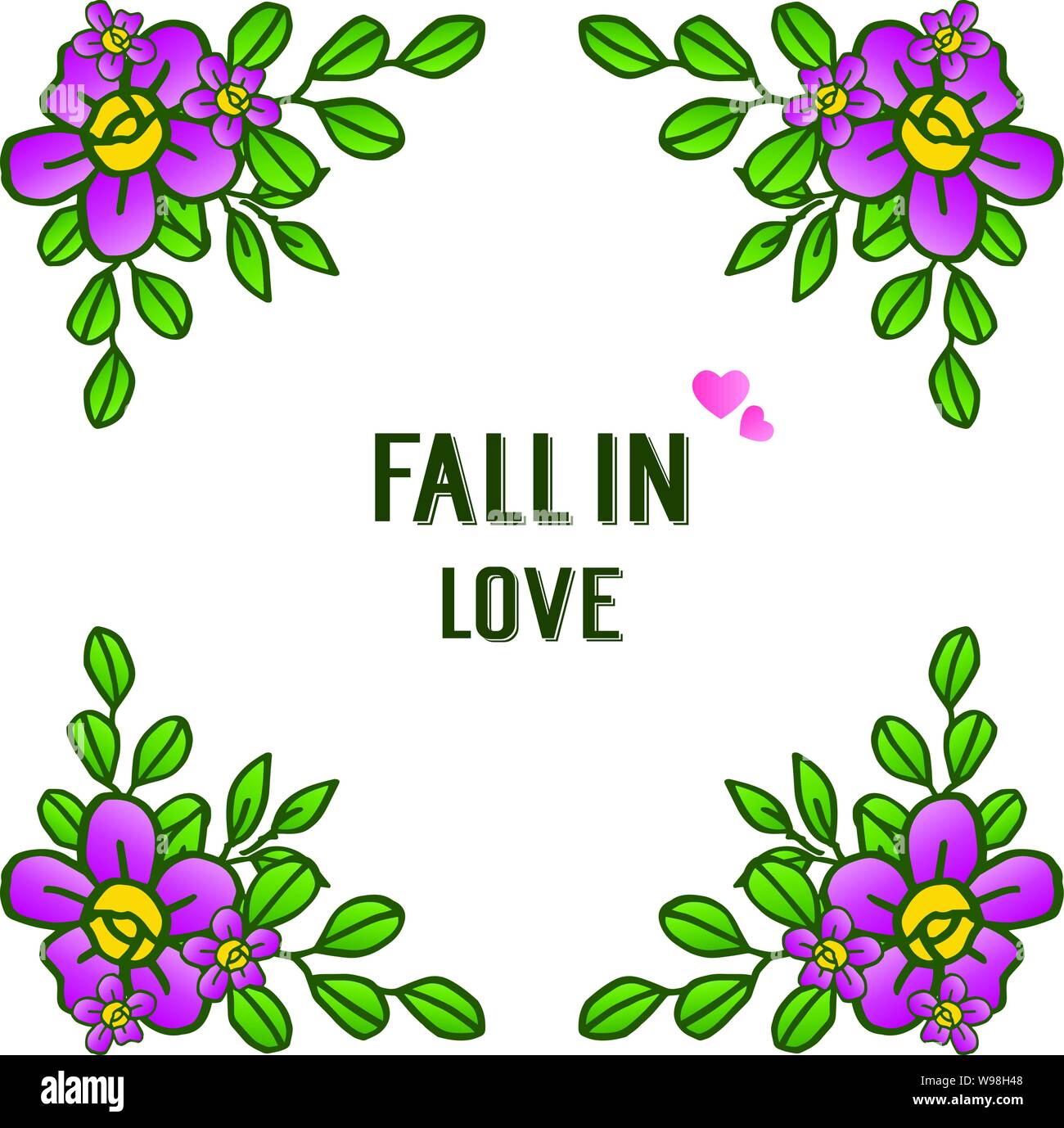 Invitation card fall in love, with romantic floral frame background