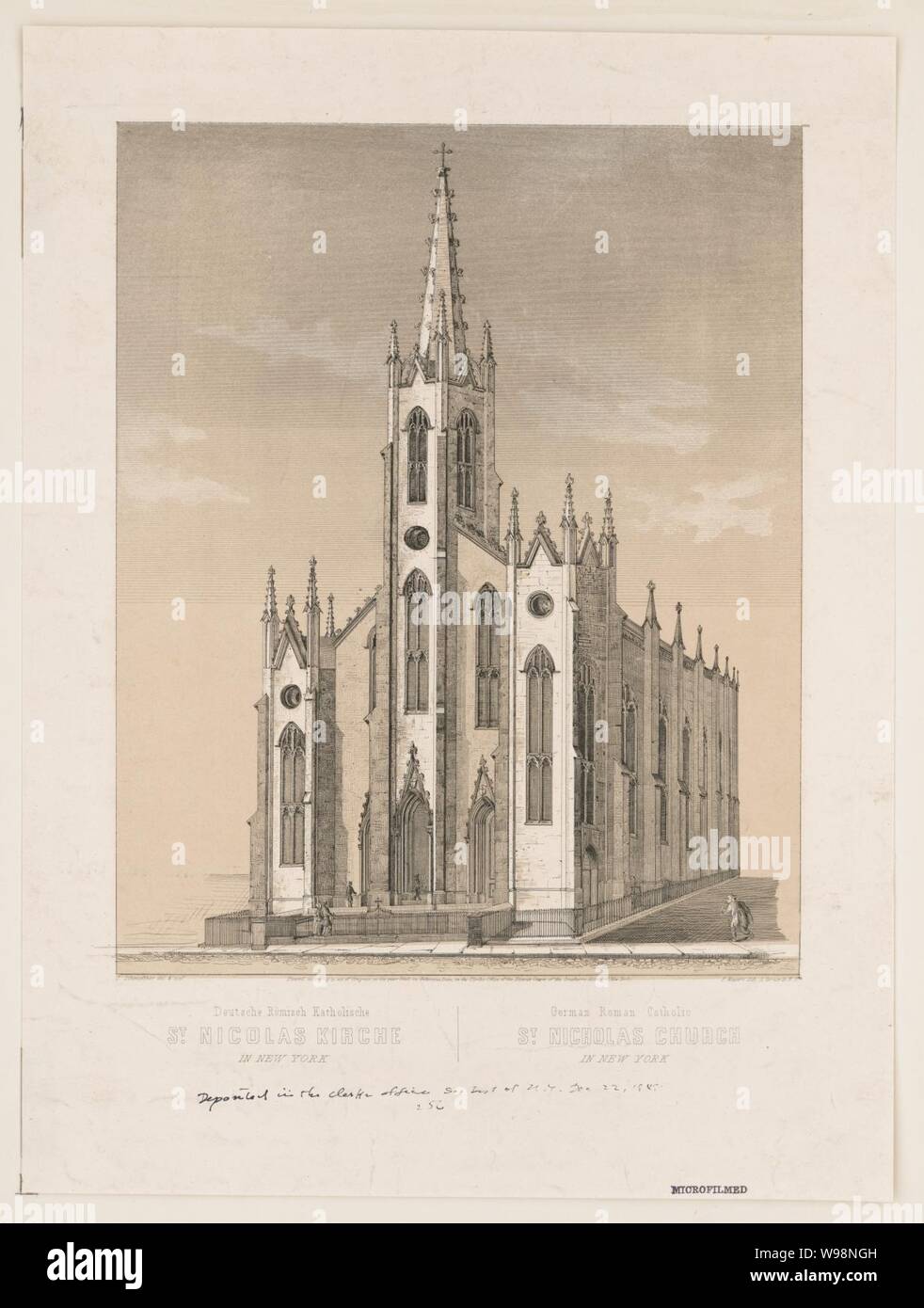 Deutsche Romisch Katholische. St. Nicholas Kirche in New York. German Roman Catholic St. Nicholas Church in New York Stock Photo