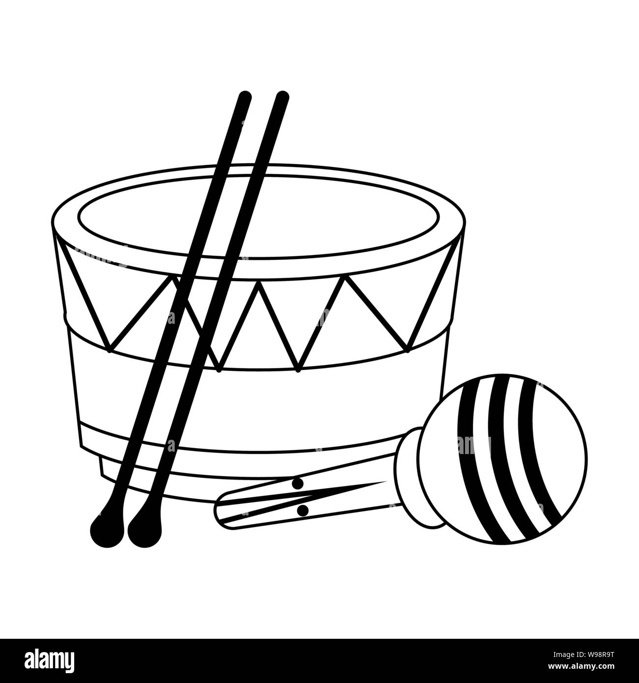 music instruments musical objects cartoon in black and white Stock Vector  Image & Art - Alamy