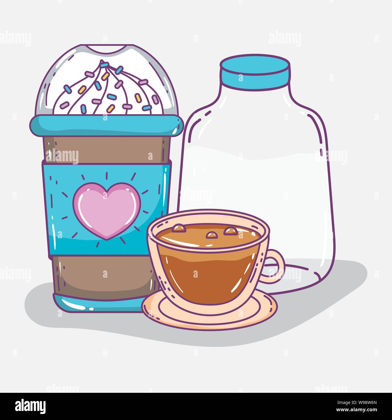 Latte ice coffee recipe in disposable plastic cup Vector Image