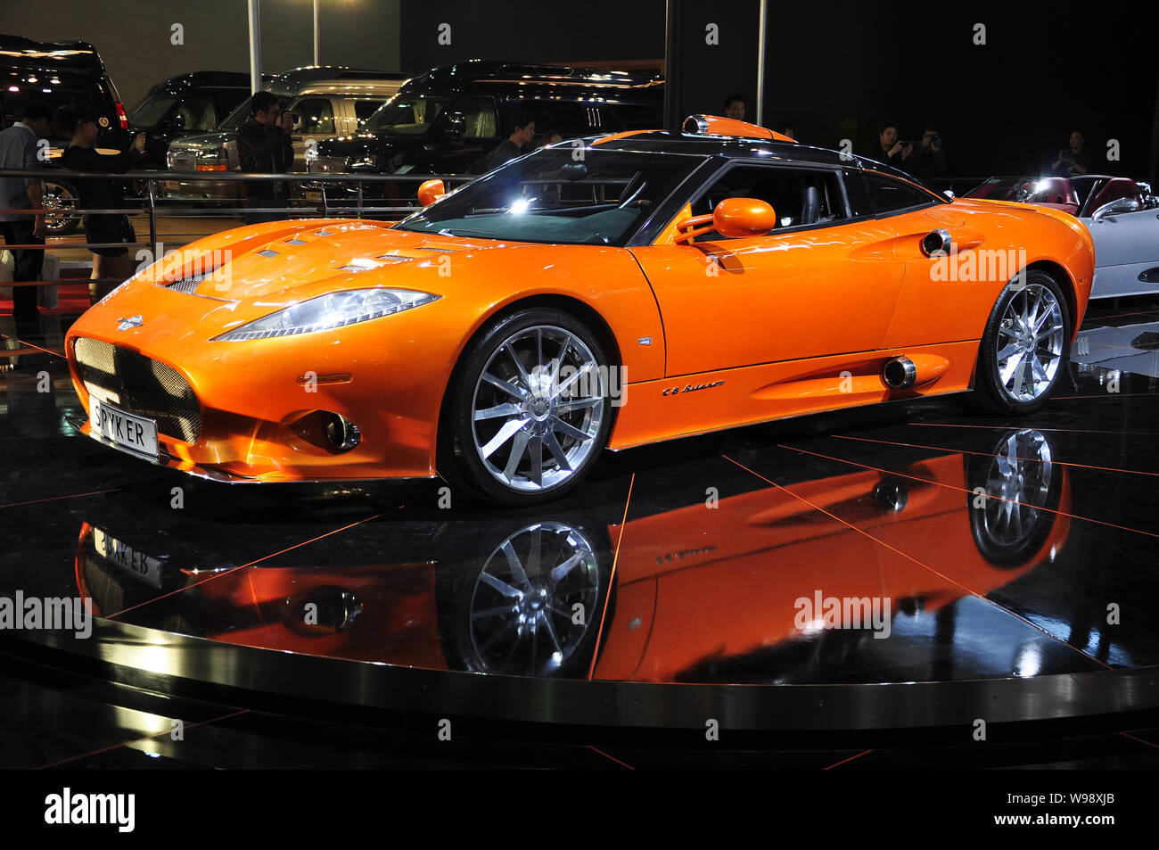 The Spyker C8 Aileron is seen on display at the 14th Shanghai International Automobile Industry Exhibition, known as Auto Shanghai 2011, at the Shangh Stock Photo