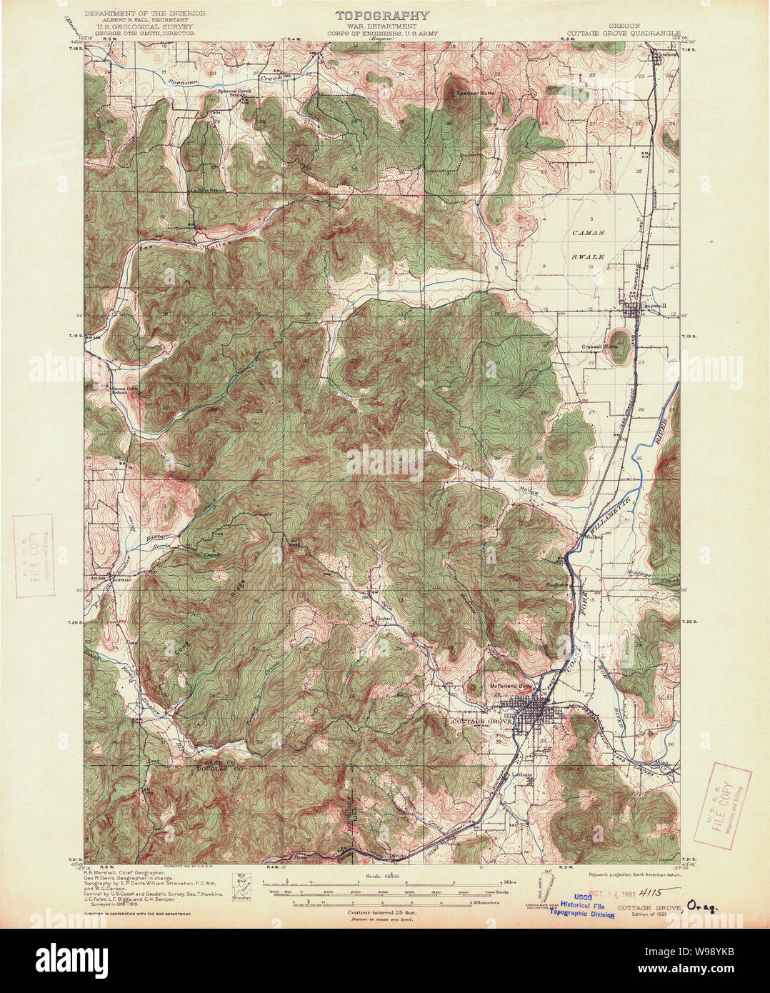 Usgs Topo Map Oregon Cottage Grove 282373 1921 62500 Restoration