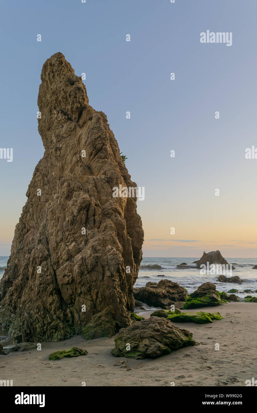 El Matador Beach park in Malibu California is popular with both tourists and locals looking for amazing ocean views and unique rock formations. Stock Photo