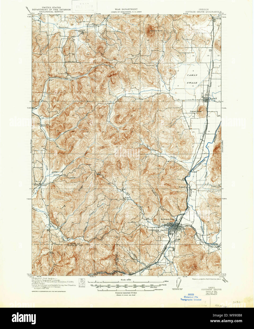 Usgs Topo Map Oregon Cottage Grove 282374 1921 62500 Restoration