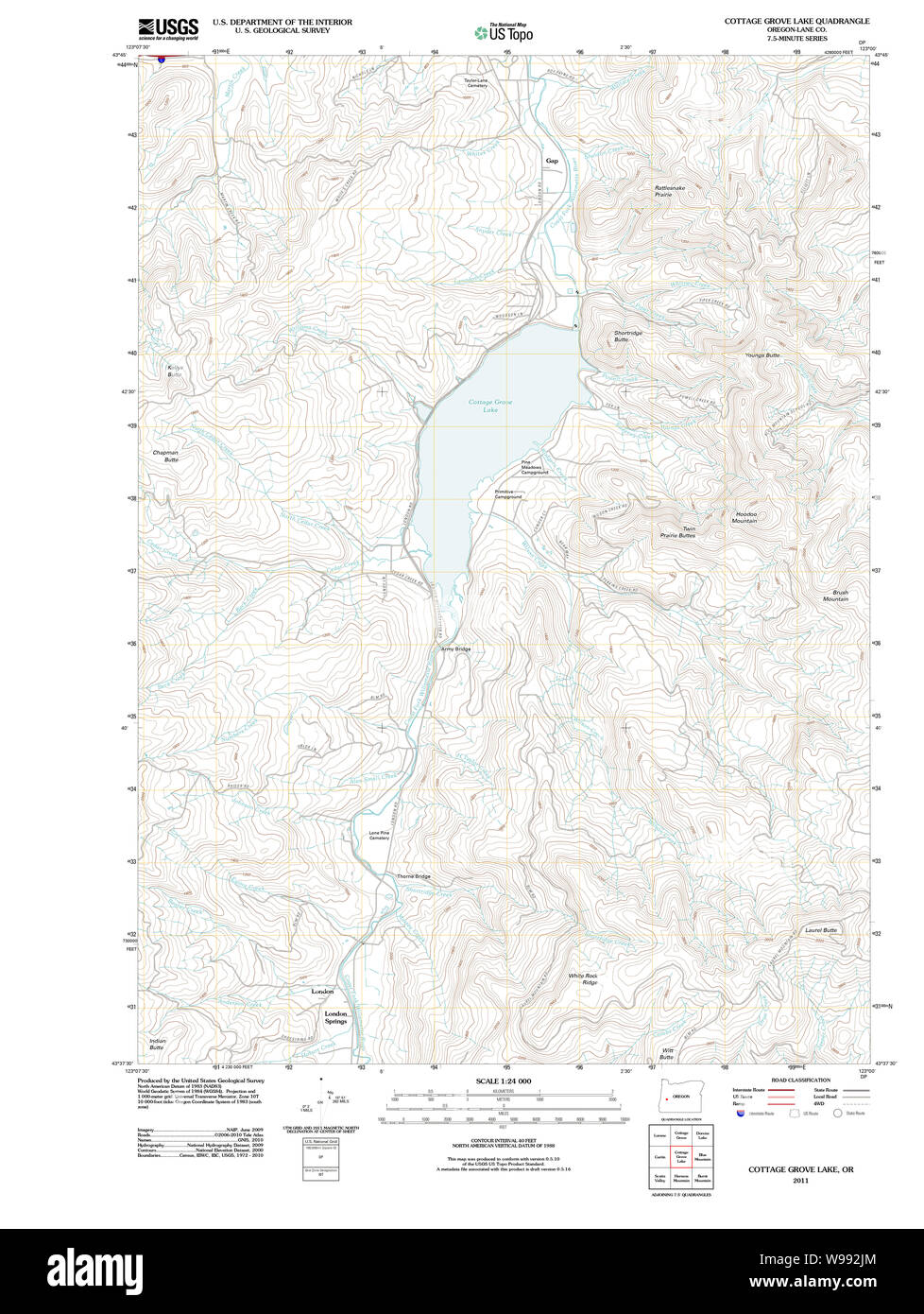 Usgs Topo Map Oregon Cottage Grove Lake 20110902 Tm Restoration