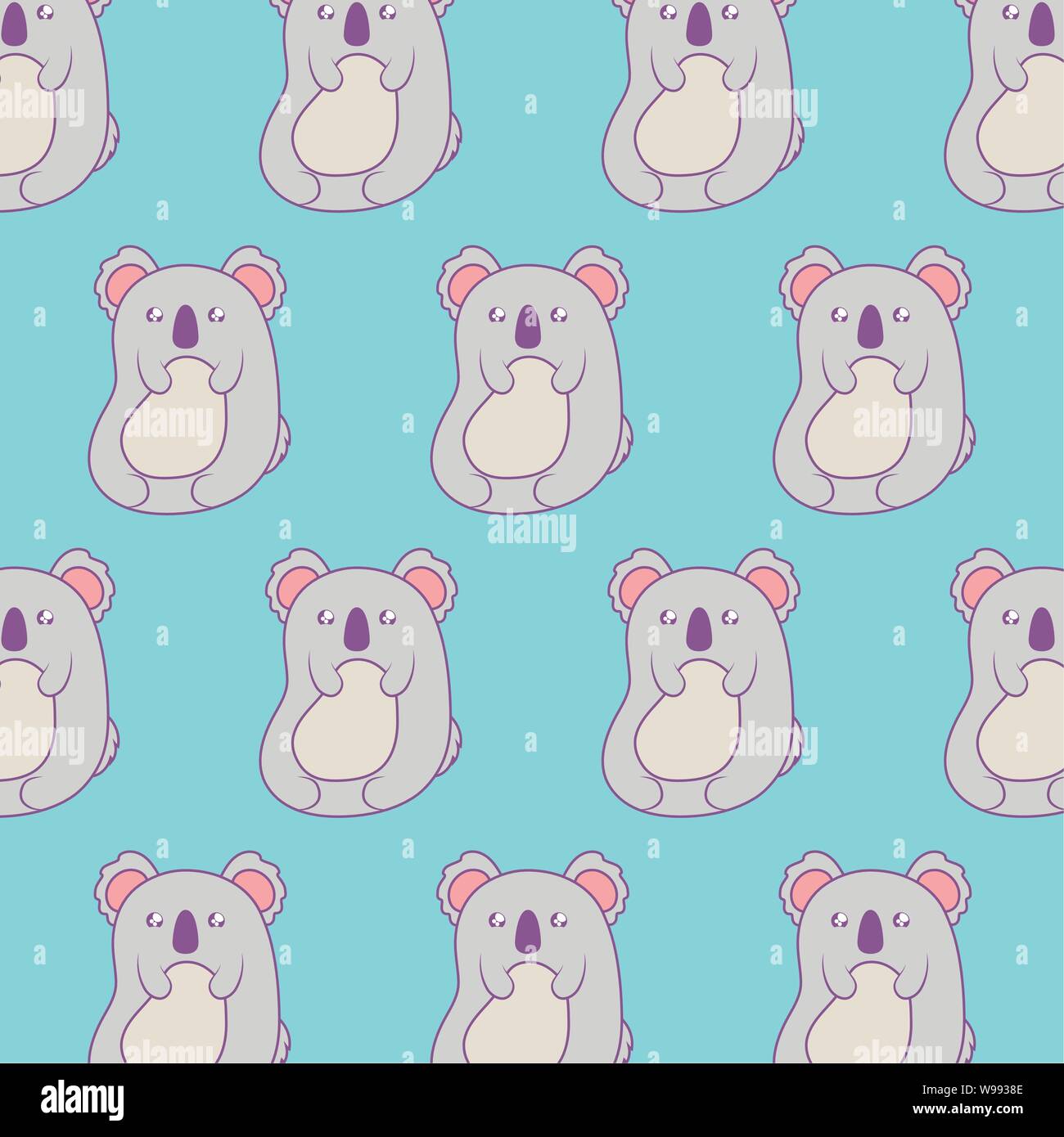 pattern of cute koalas baby animals kawaii style vector illustration ...