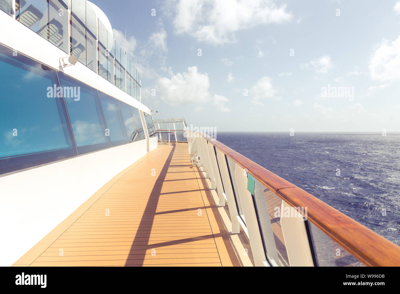 Cruise ship empty open deck with copy space Stock Photo - Alamy