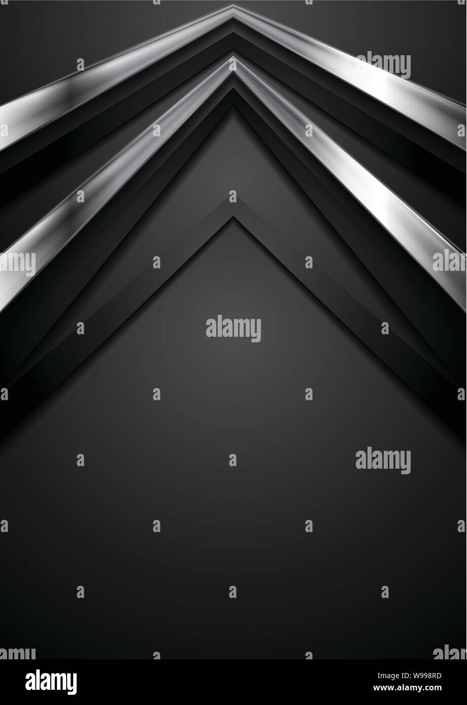 Black technology background with metallic arrows. Vector design Stock ...