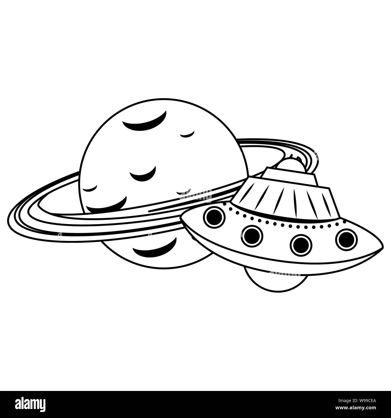 universe space galaxy astronomy cartoon in black and white Stock Vector ...