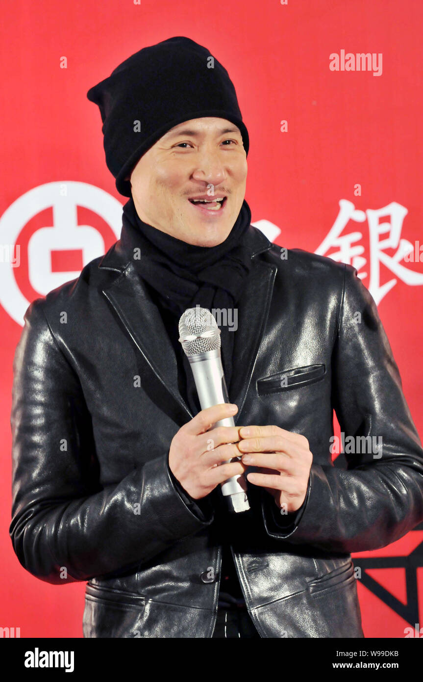 Hong Kong singer Jacky Cheung attends a press conference for his concert in Guangzhou city, south Chinas Guangdong Province, January 12, 2011. Stock Photo