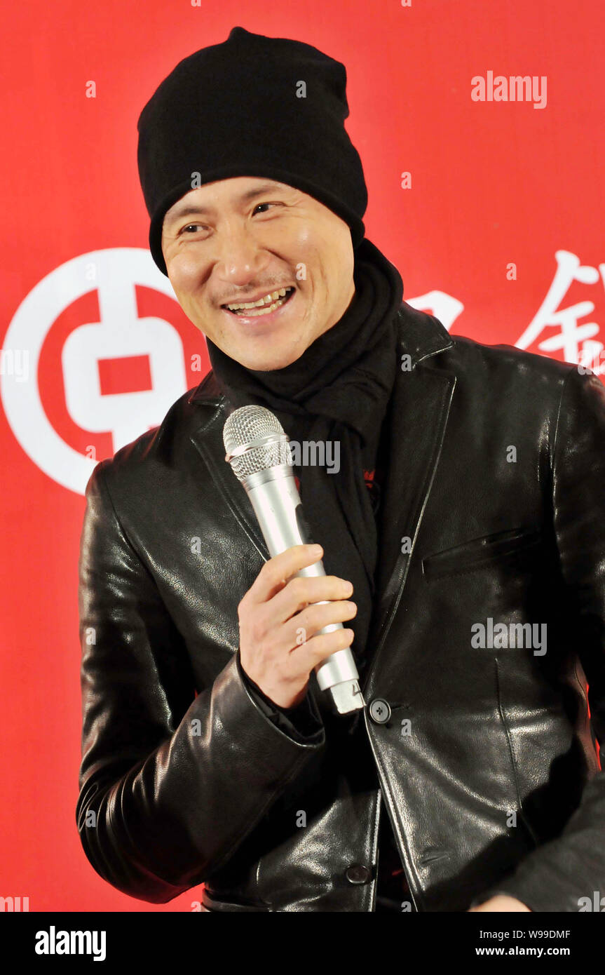 Hong Kong singer Jacky Cheung attends a press conference for his concert in Guangzhou city, south Chinas Guangdong Province, January 12, 2011. Stock Photo