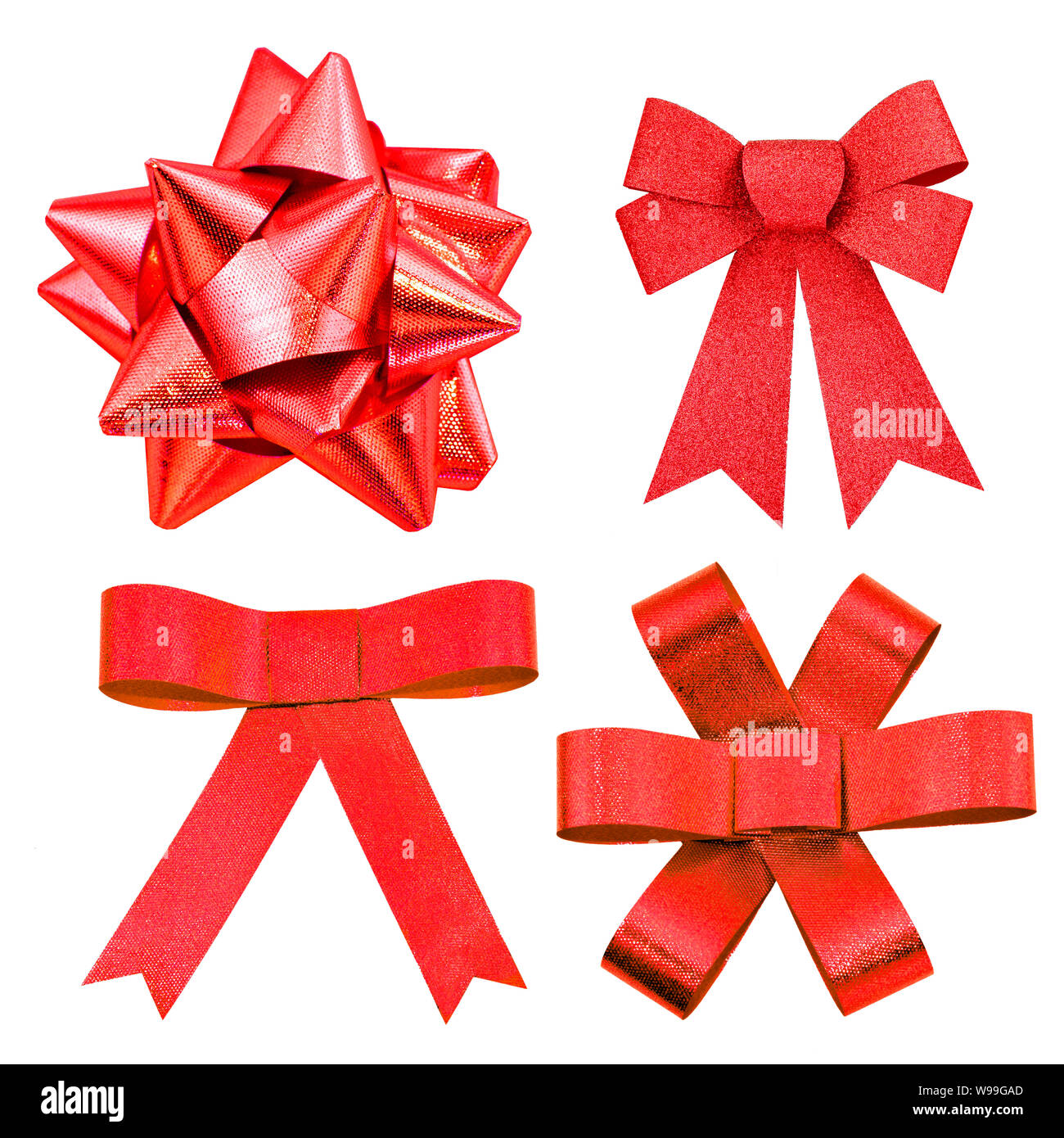 set of red ribbon bows Stock Photo Alamy