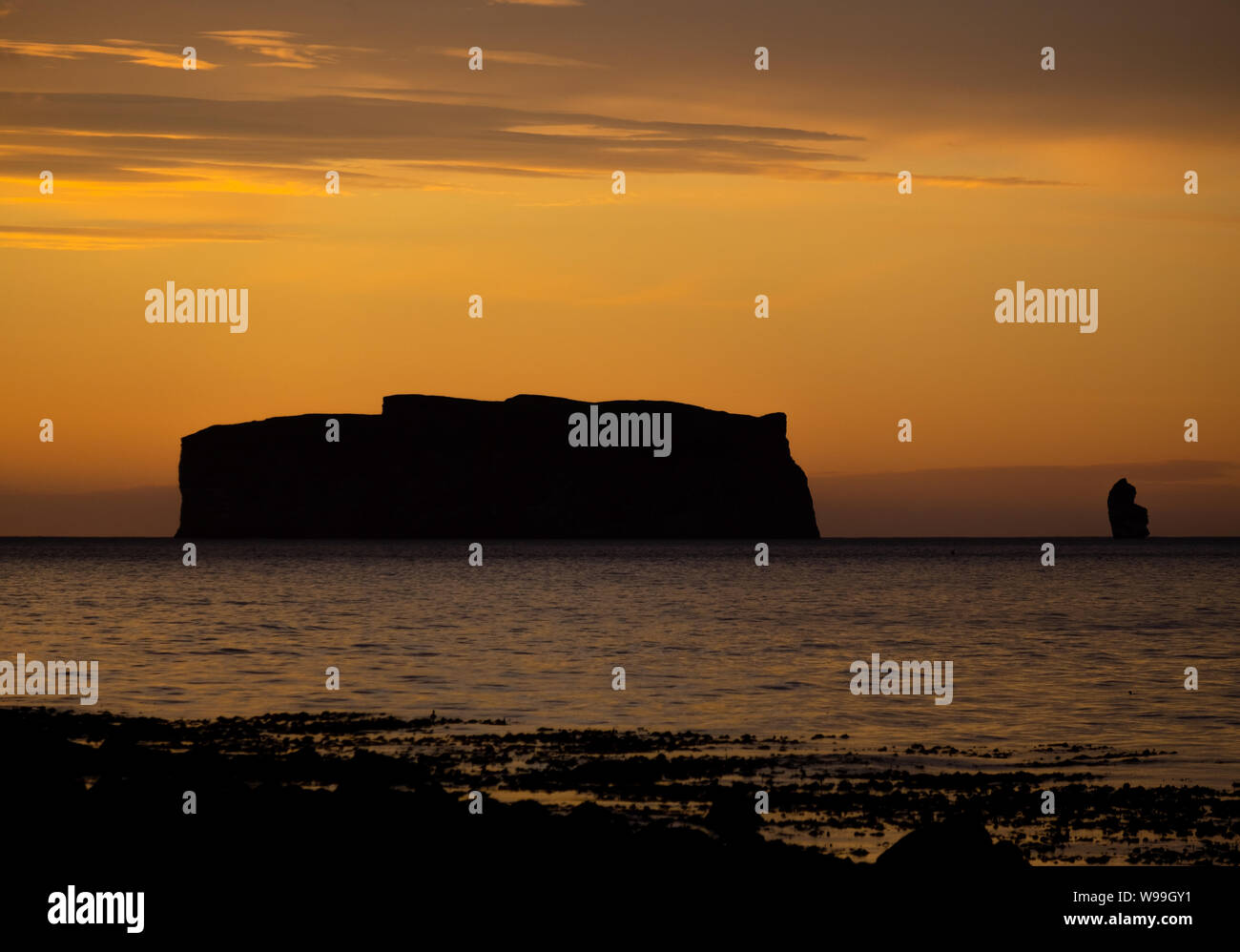 Drangey island/North of Iceland - at midnight sun in June Stock Photo